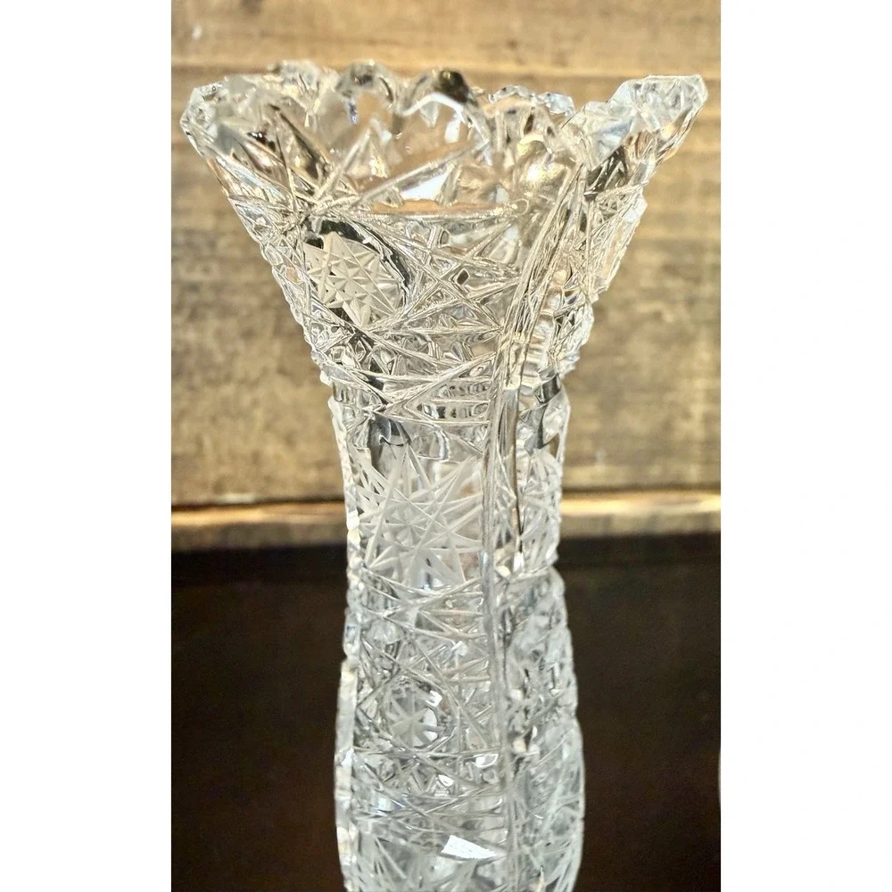 Vintage Czechoslovakia 24% Lead Crystal Hand Cut Vase & Bowl Set 500PK